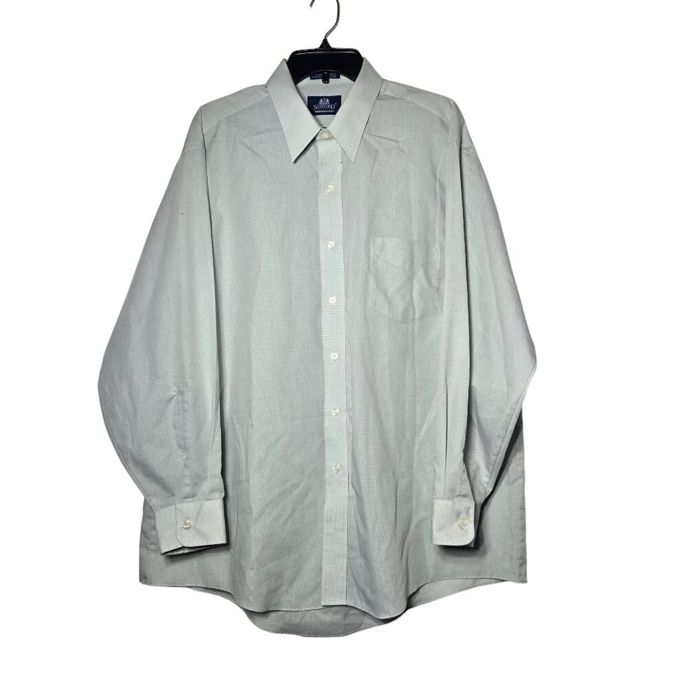 Stafford Wrinkle Free Broadcloth Long Sleeve Button Shirt Size 17.5 34/35 Career